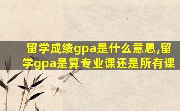 留学成绩gpa是什么意思,留学gpa是算专业课还是所有课