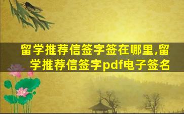 留学推荐信签字签在哪里,留学推荐信签字pdf电子签名