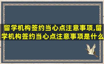 留学机构签约当心点注意事项,留学机构签约当心点注意事项是什么