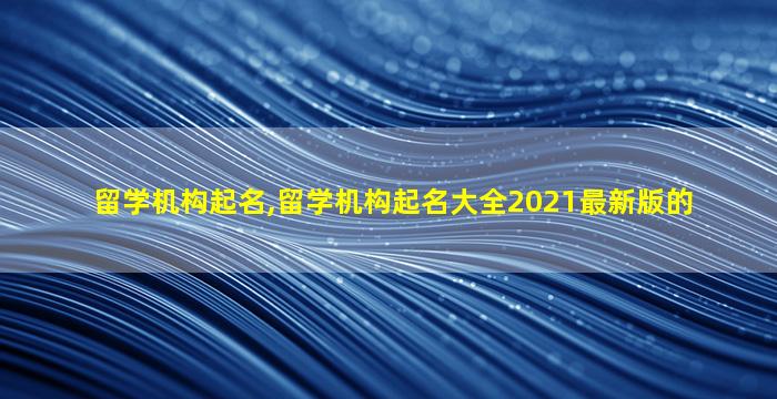 留学机构起名,留学机构起名大全2021最新版的