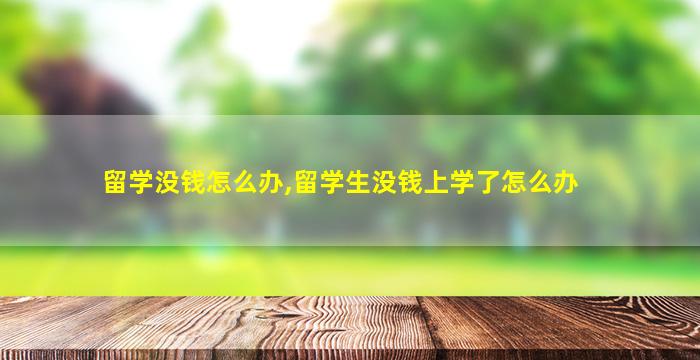 留学没钱怎么办,留学生没钱上学了怎么办