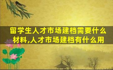 留学生人才市场建档需要什么材料,人才市场建档有什么用