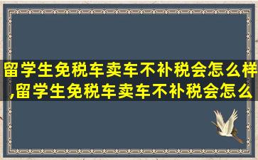 留学生免税车卖车不补税会怎么样,留学生免税车卖车不补税会怎么样吗