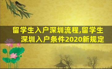 留学生入户深圳流程,留学生深圳入户条件2020新规定