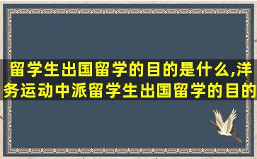 留学生出国留学的目的是什么,洋务运动中派留学生出国留学的目的是什么