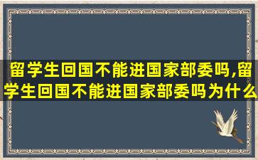 留学生回国不能进国家部委吗,留学生回国不能进国家部委吗为什么