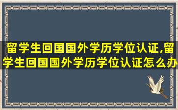 留学生回国国外学历学位认证,留学生回国国外学历学位认证怎么办理