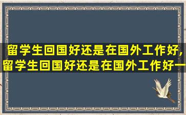 留学生回国好还是在国外工作好,留学生回国好还是在国外工作好一点