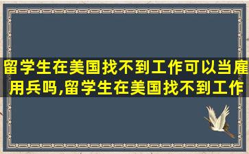 留学生在美国找不到工作可以当雇用兵吗,留学生在美国找不到工作可以当雇用兵吗女生