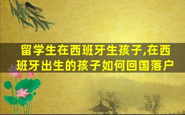 留学生在西班牙生孩子,在西班牙出生的孩子如何回国落户