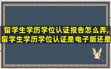 留学生学历学位认证报告怎么弄,留学生学历学位认证是电子版还是纸质的