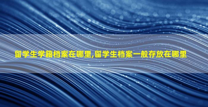 留学生学籍档案在哪里,留学生档案一般存放在哪里