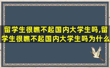 留学生很瞧不起国内大学生吗,留学生很瞧不起国内大学生吗为什么