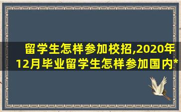 留学生怎样参加校招,2020年12月毕业留学生怎样参加国内*