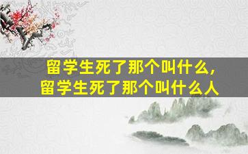 留学生死了那个叫什么,留学生死了那个叫什么人