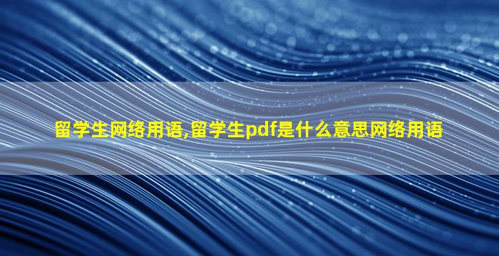 留学生网络用语,留学生pdf是什么意思网络用语