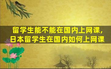 留学生能不能在国内上网课,日本留学生在国内如何上网课