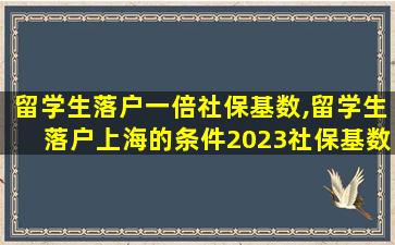 留学生落户一倍社保基数,留学生落户上海的条件2023社保基数