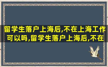 留学生落户上海后,不在上海工作可以吗,留学生落户上海后,不在上海工作可以吗现在