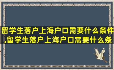 留学生落户上海户口需要什么条件,留学生落户上海户口需要什么条件和手续