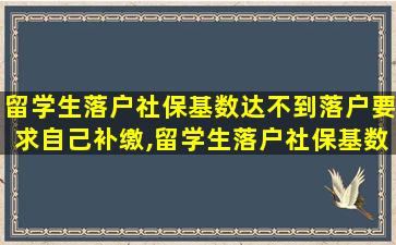 留学生落户社保基数达不到落户要求自己补缴,留学生落户社保基数达不到落户要求自己补缴合理吗