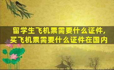 留学生飞机票需要什么证件,买飞机票需要什么证件在国内