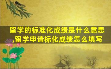 留学的标准化成绩是什么意思,留学申请标化成绩怎么填写