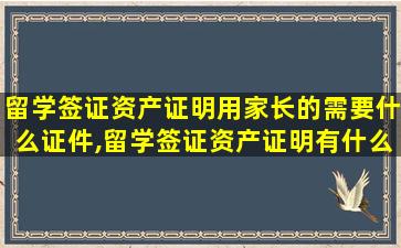 留学签证资产证明用家长的需要什么证件,留学签证资产证明有什么要求吗