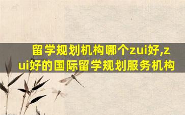 留学规划机构哪个zui
好,zui
好的国际留学规划服务机构