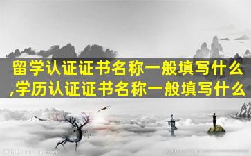 留学认证证书名称一般填写什么,学历认证证书名称一般填写什么