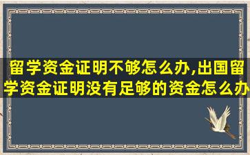 留学资金证明不够怎么办,出国留学资金证明没有足够的资金怎么办