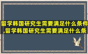 留学韩国研究生需要满足什么条件,留学韩国研究生需要满足什么条件才能毕业