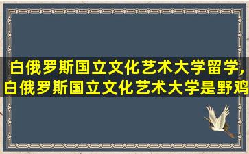 白俄罗斯国立文化艺术大学留学,白俄罗斯国立文化艺术大学是野鸡大学吗