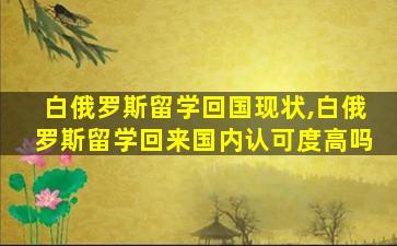 白俄罗斯留学回国现状,白俄罗斯留学回来国内认可度高吗