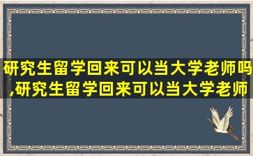 研究生留学回来可以当大学老师吗,研究生留学回来可以当大学老师吗知乎