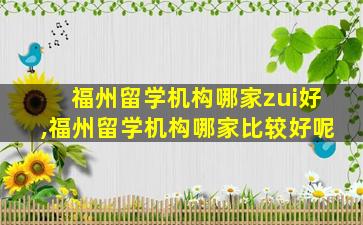 福州留学机构哪家zui
好,福州留学机构哪家比较好呢