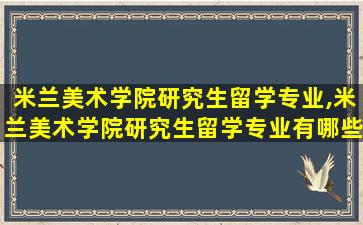 米兰美术学院研究生留学专业,米兰美术学院研究生留学专业有哪些