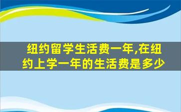 纽约留学生活费一年,在纽约上学一年的生活费是多少