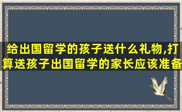 给出国留学的孩子送什么礼物,打算送孩子出国留学的家长应该准备什么