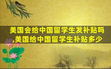 美国会给中国留学生发补贴吗,美国给中国留学生补贴多少