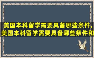 美国本科留学需要具备哪些条件,美国本科留学需要具备哪些条件和条件