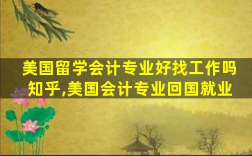 美国留学会计专业好找工作吗知乎,美国会计专业回国就业