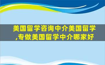 美国留学咨询中介美国留学,专做美国留学中介哪家好