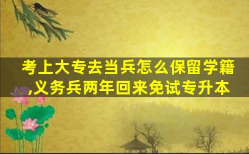 考上大专去当兵怎么保留学籍,义务兵两年回来免试专升本