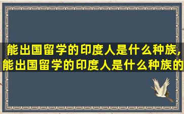 能出国留学的印度人是什么种族,能出国留学的印度人是什么种族的