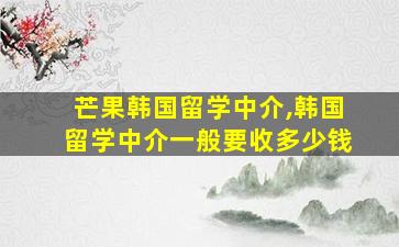 芒果韩国留学中介,韩国留学中介一般要收多少钱