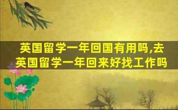 英国留学一年回国有用吗,去英国留学一年回来好找工作吗