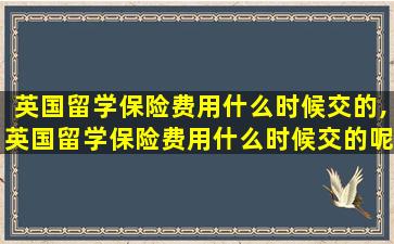 英国留学保险费用什么时候交的,英国留学保险费用什么时候交的呢