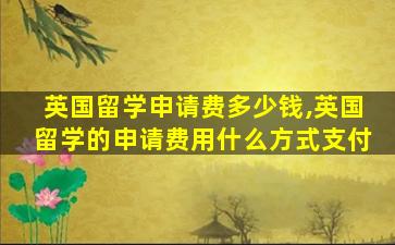 英国留学申请费多少钱,英国留学的申请费用什么方式支付