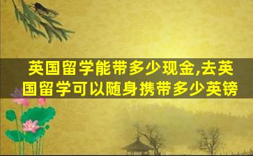 英国留学能带多少现金,去英国留学可以随身携带多少英镑